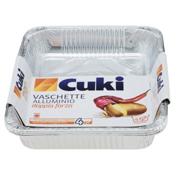 CUKI CONSERVA E CUOCE VASCHETTE ALLUMINIO CON COPERCHI 4PORZIONI - 3 PZ (R75)