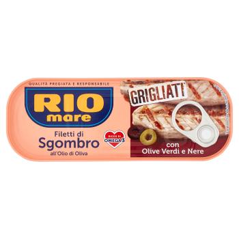 Rio mare Filetti di Sgombro all'Olio di Oliva con Olive Verdi e Nere Grigliati 120 g