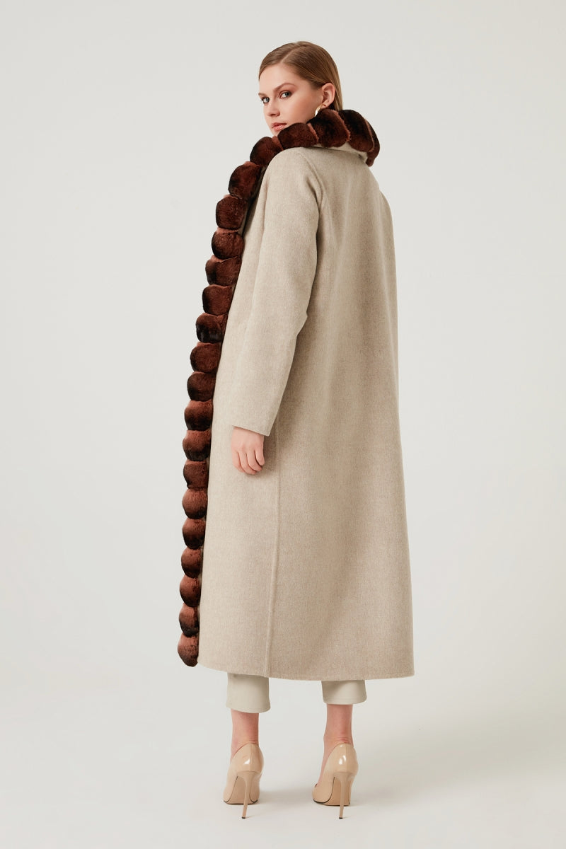 Palia Chincilla Fur Detailed Cashmere Overcoat