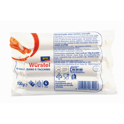 Wurstel di carne mista 1 conf. sottovuoto 500 g (100g x 5 pezzi)