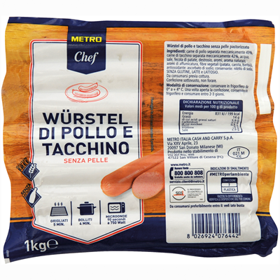 Wurstel pollo e tacchino 1 conf. 1 kg