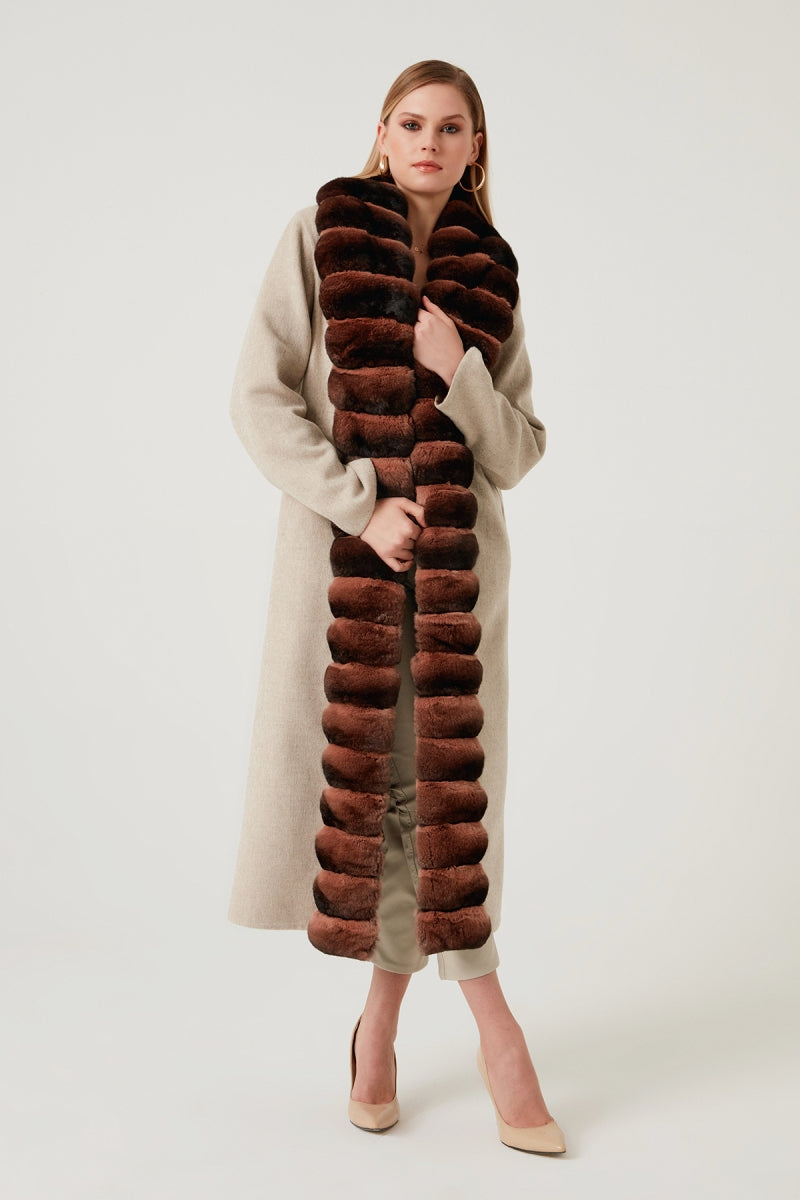 Palia Chincilla Fur Detailed Cashmere Overcoat